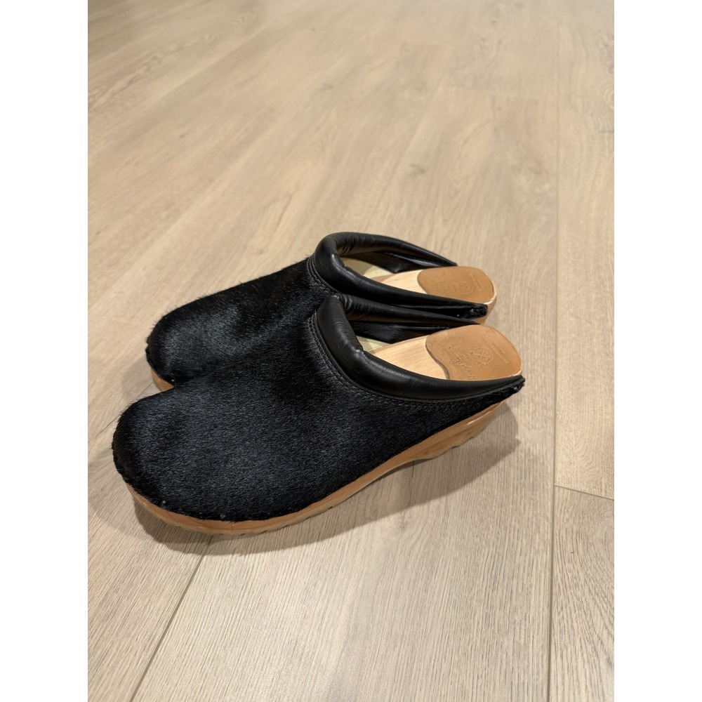 Troentorp clogs black pony hair Rembrandt Swedish Size 39 W9 M6 mules - Picture 3 of 9